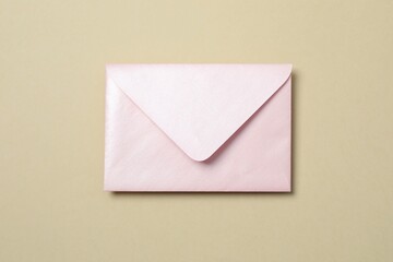 Paper envelope on color background. Empty greeting card for text design