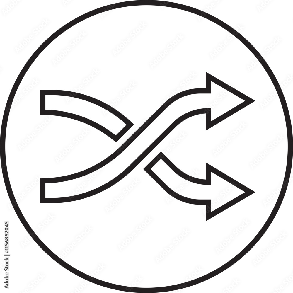 Poster shuffle icon in trendy line style. random playlist. mix music. cross shuffle vector symbol for web s