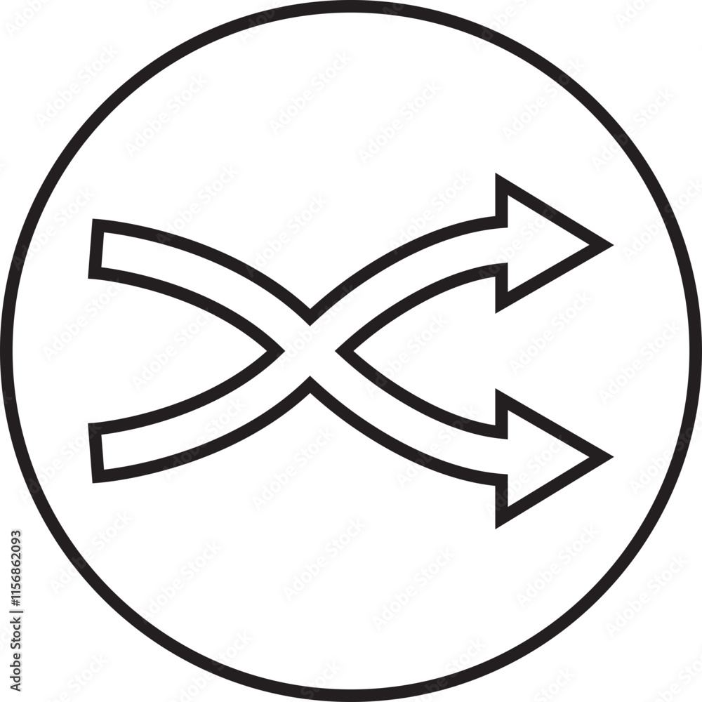 Poster shuffle icon in trendy line style. random playlist. mix music. cross shuffle vector symbol for web s