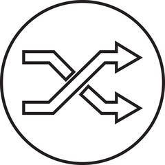 shuffle icon in trendy line style. Random playlist. Mix music. Cross shuffle vector symbol for web site design, logo, app. High quality black style illustration isolated on transparent background.