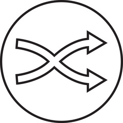 shuffle icon in trendy line style. Random playlist. Mix music. Cross shuffle vector symbol for web site design, logo, app. High quality black style illustration isolated on transparent background.