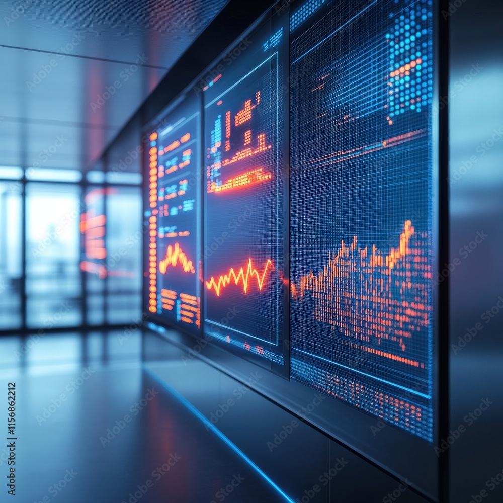 Aufkleber modern digital financial interface in a contemporary office showing data visualization and analytics