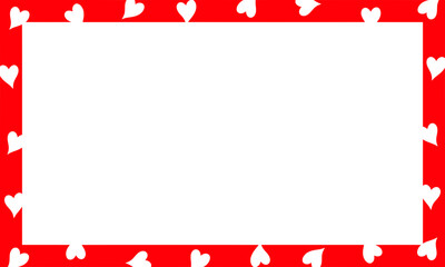 Valentine frame. Valentine rectangle frame decorated with hearts. Valentine greeting cards template 