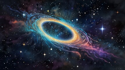 A mystical celestial entity with a shimmering translucent form, adorned with flowing energy patterns, set against a backdrop of swirling galaxies and radiant starlight.