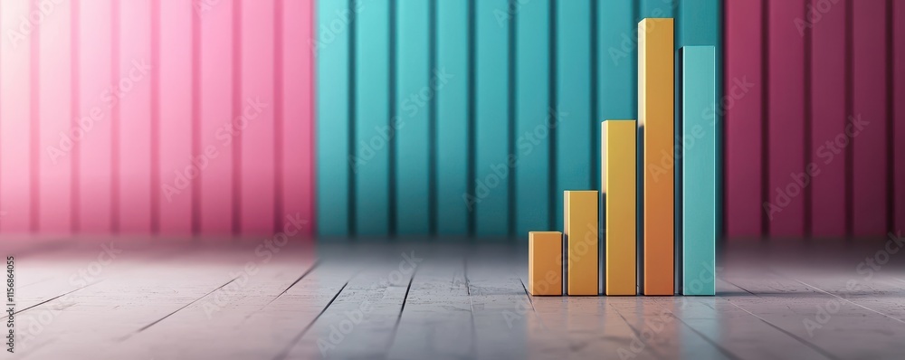 Aufkleber a colorful bar graph displays growth against a backdrop of vibrant vertical stripes, symbolizing pro