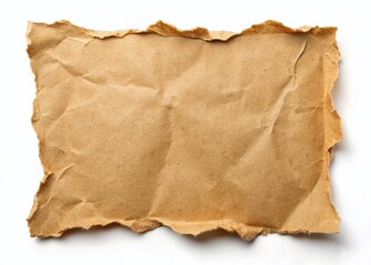 Brown Ripped Paper Texture with Copy Space on White Background - Stock Photo