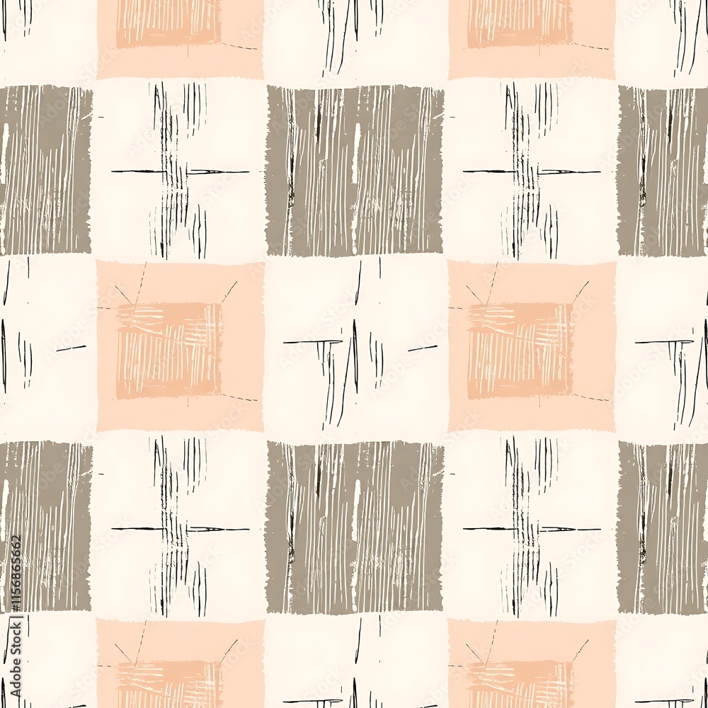 Poster abstract gingham pattern: a delicate and minimalist patterned design featuring an abstract, geometri