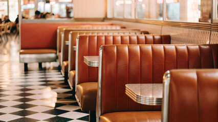 a vibrant retro diner interior