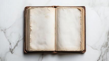 An open sketchbook with empty white pages, isolated on a white backdrop
