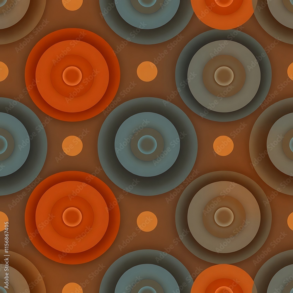 Poster retro circle pattern: a seamless pattern featuring a repeating motif of overlapping circles in shade