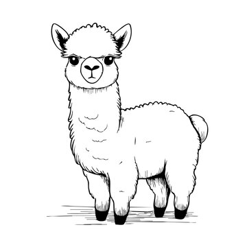 printable coloring pages of agry looking Alpaca , this is ideal outline coloring pages for kindergarten printable