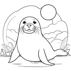 printable coloring pages of cute seal, this is ideal outline coloring pages for kindergarten printable