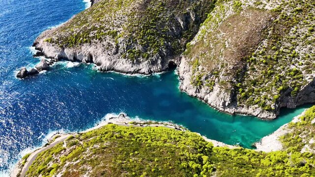 Porto Steniti Beach, on the coast of Zakynthos, in the Ionian Islands of Greece