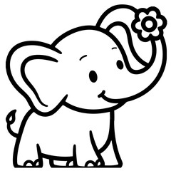Simple line drawing of elephant coloring page for kids illustrations vector this outline coloring page is ideal for children aged 1-3