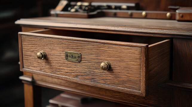 Vintage Wooden Desk with Antique Drawer
