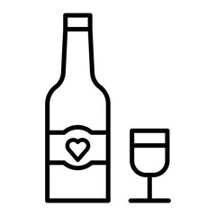 A bottle with a glass, representing drinks during a wedding celebration