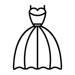 A line drawing of a wedding dress, symbolizing bridal attire for the ceremony
