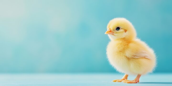 A fluffy yellow chick stands on a soft pastel background, symbolizing Easters joy and the warm feelings of springtime and festive gatherings with loved ones during this special holiday