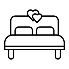 A bed with heart decorations, symbolizing romance, honeymoon, or wedding night