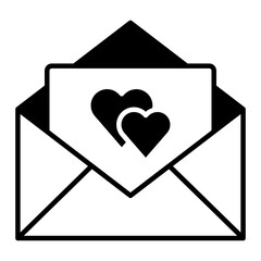 Love letter black icon