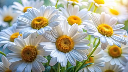 Fototapeta premium Close-up of a Beautiful Bouquet of White Daisies - Rule of Thirds Composition