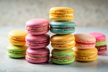 Colorful Macaron Stacks: Delicious Pastry Photography for Food Blogs and Websites