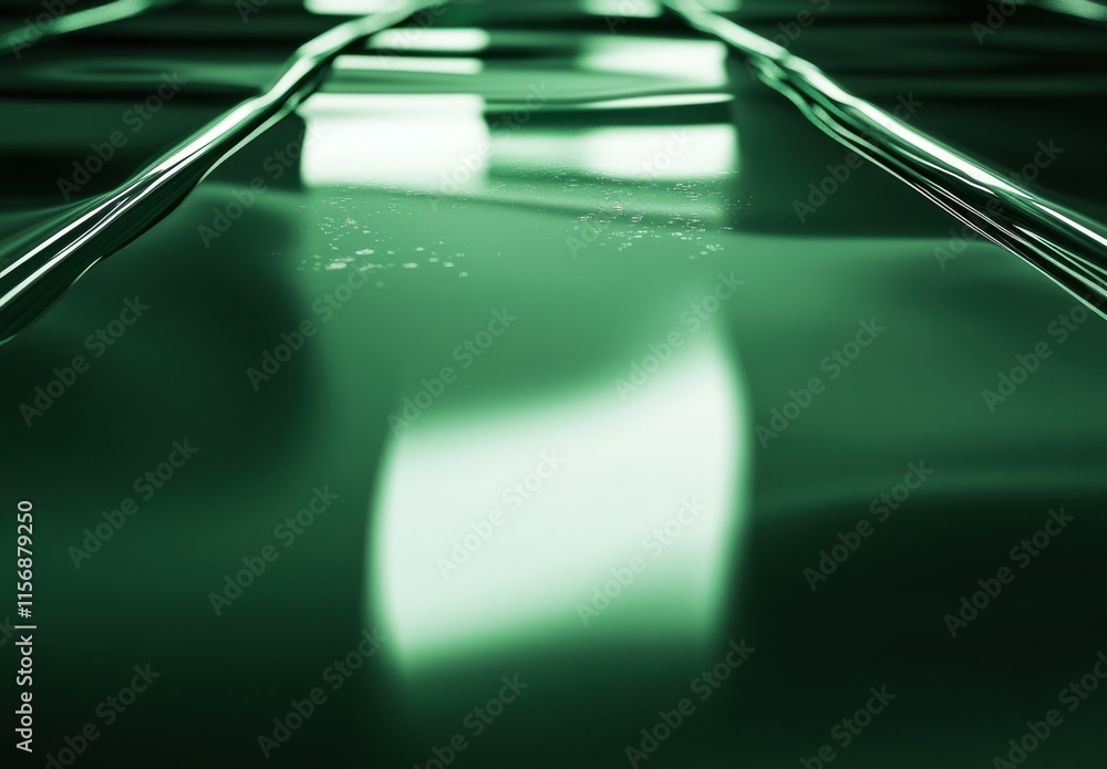 Poster abstract background with smooth green waves and light reflections creating a modern visual texture f