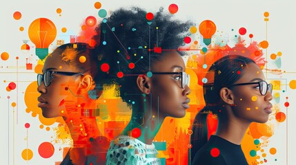 flat design, illustration, The Collaboration of AI and Humans: Teams blending human creativity with AI efficiency