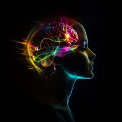 Fototapeta premium Glowing Brain Visualization of Cognitive Processes and Intellect