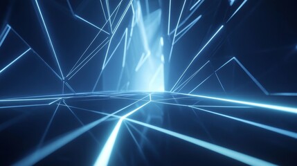 Abstract blue background with glowing geometric lines. Futuristic technology concept. Suit for brochure, corporate, website, poster, banner, cover modern