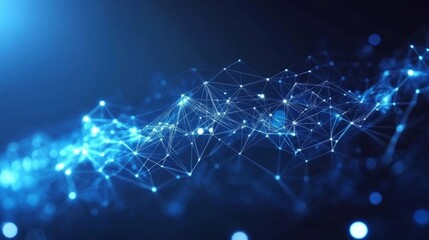 Obraz premium Abstract blue background with glowing geometric lines. Futuristic technology concept. Suit for brochure, corporate, website, poster, banner, cover modern