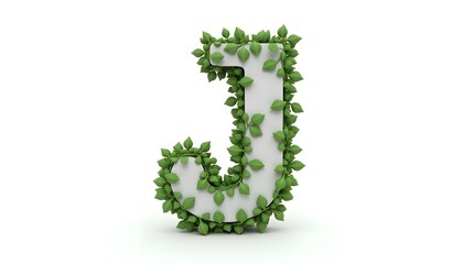 Letter J with Green Leaves: A Nature-Inspired Alphabet