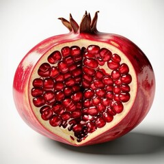 realistic beautiful pomegranate on white background