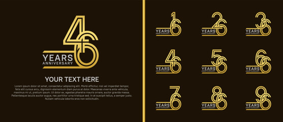 logo anniversary set. silver and gold color on brown background for special event
