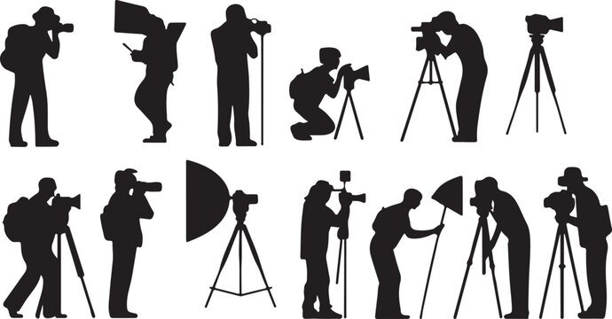 Photographers with tripods capturing various angles and perspectives