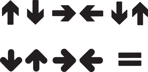 Black and white vector icon set with arrows and symbols for design and web elements