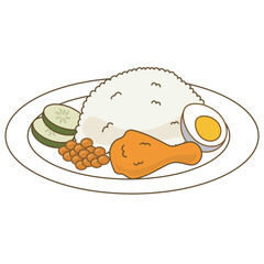 Indonesian Food Nasi Uduk Illustration