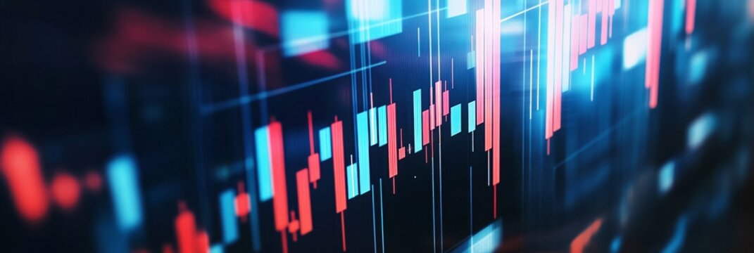 A detailed graphic representation of a fluctuating graph with red and blue data points, illustrating dynamic changes and patterns in modern data analysis.
