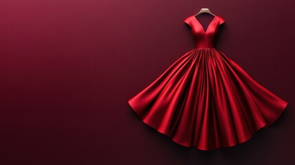 Elegant Red Dress on Display with Pleated Skirt and Modern Design