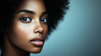 Fototapeta premium Close-up Portrait of a Young Woman with Afro Hair