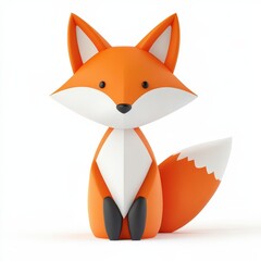 Obraz premium a cheerful fox cartoon, animal character, 3D illustration, shiny and detailed, isolated on white background