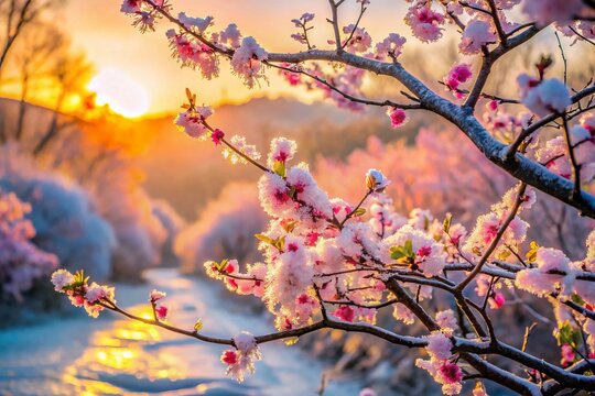 Delicate Ice Flowers: Early Spring in Jingyuetan National Forest Park, Changchun, China