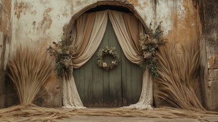 Photography backdrop for weddings, portraits, maternity shoots, and events, featuring elegant designs, floral accents, and unique styles	