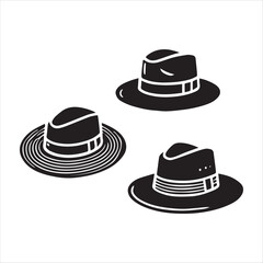 A classic fedora hat silhouette, rendered in bold black lines.