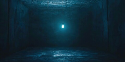 Dark room with a light bulb hanging from the ceiling