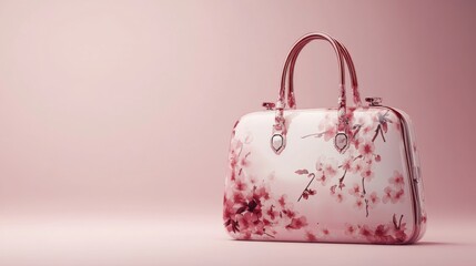 Elegant Floral Design Handbag on Soft Pink Background