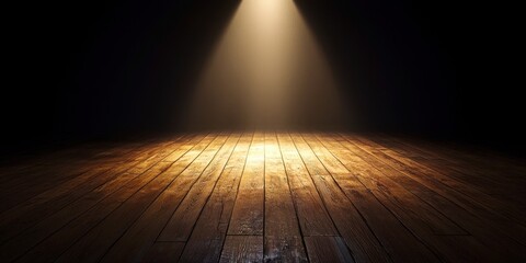 Wooden floor with a spotlight shining on it