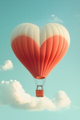 Fototapeta premium Schwebender Heißluftballon in Herzform bei Sonnenuntergang