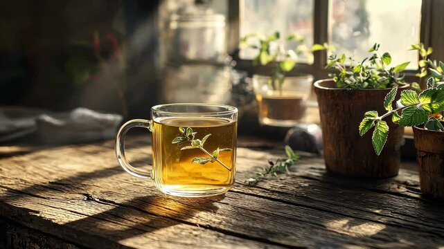 Close up of tea with husks. Selective focus