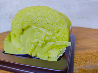 Pandan and young coconut chiffon cake, thai style.